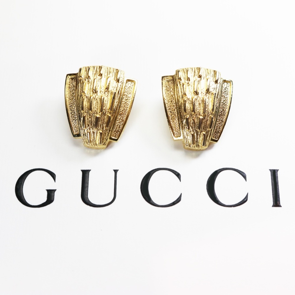 ⚜️ Vintage PAOLO GUCCI Retro Unisex Gorgeous Gold Clipon Earrings